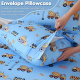 CIMVI Kids Twin Sheets Set for Boys Construction Car Excavator Bed Sheet 15-Inch Deep Pocket Fitted Sheet Soft Microfiber 3 Pieces Bedding with Pillowcase Fade Resistant Children Room Decor CIMVI