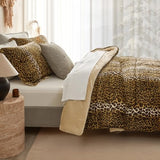 Petrichor Leopard Velvet Flannel Queen Comforter Set-Cheetah Print Western Blanket,Luxury Fuzzy Heavy Bedding Set, 3 Pieces Plush Winter Bed Set with Comforter (90"x90") & 2 Pillow Shams (20"x26") Petrichor