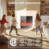 55" Electric Fireplace with Mantel | 1400W Faux Fireplace | Highly Realistic 3D Flame | 50-90℉ Adjustable Temp | Button & Remote Control | White Fireplace Mantel Surround | 55" W×13.5" D×44" H FODINGHILL