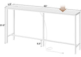 SUPERJARE Console Table with Outlet, 63 Inch Sofa Table with Charging Station, Narrow Entryway Table, Skinny Hallway Table, Behind Couch Table, for Living Room, Plants, White SUPERJARE