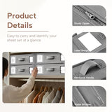 Criusia Bed Sheet Organizers and Storage, 6 Pack Foldable Linen Closet Organizer Box – Bedding Holder for Sheet Set (King/Queen Sizes), Duvet Covers, Blankets (Grey) Criusia