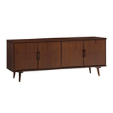 Walker Edison Genia Mid-Century Modern Solid Wood Stand for TVs up to 65 Inches, Walnut Walker Edison