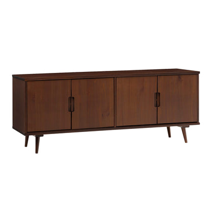 Walker Edison Genia Mid-Century Modern Solid Wood Stand for TVs up to 65 Inches, Walnut - WoodArtSupply