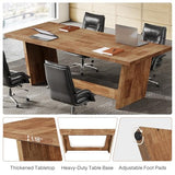 Tribesigns 14-16 People Conference Table, 12 FT Large Rectangular Meeting Seminar Table, Modern Solid Executive Office Business Furniture Boardroom Desk for Office (Set of 4, Light Brown) Tribesigns