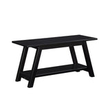 Roundhill Furniture Elyz Solid Wood Bench with Shelf, 36.10-Inch Long, Espresso Roundhill Furniture
