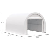 Outsunny 10' x 16' Carport, Heavy Duty Portable Garage Storage Tent with Large Zippered Door, Anti-UV PE Canopy Cover for Car, Truck, Boat, Motorcycle, Bike, Garden Tools, Outdoor Work, White Outsunny