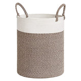 INDRESSME Tall Wicker Laundry Basket, Large Woven Clothes Hamper for Bedroom, Bathroom, Living room, Tall Nursery Hamper for Blankets, Toys, 16 x 20 inches White & Brown INDRESSME