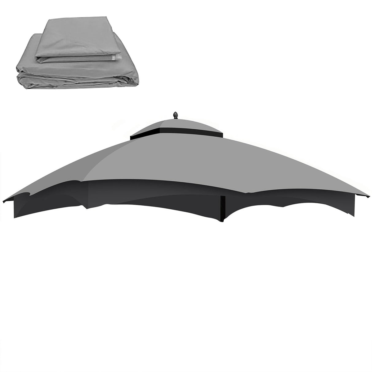 SRECELL Replacement Canopy Top for Lowe's Allen Roth High Performance Ripstop Heavy Duty Gazebo Roof Gazebo Top with Air Vent 10X12 Gazebo Cover,Gray SRECELL