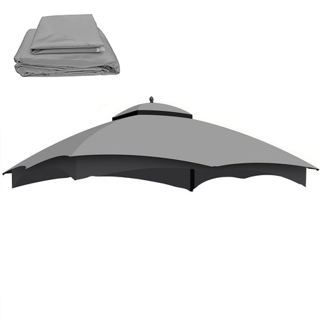 SRECELL Replacement Canopy Top for Lowe's Allen Roth High Performance Ripstop Heavy Duty Gazebo Roof Gazebo Top with Air Vent 10X12 Gazebo Cover,Gray SRECELL