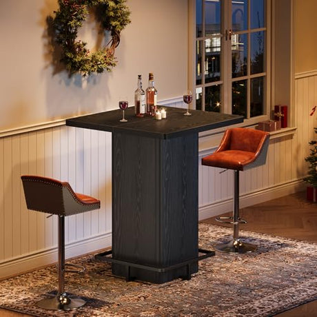 Tribesigns Bar Table, 39.37" High Square Pub Table for Small Bars, Dining Room, Kitchen, Black (Only Table) (Black) Tribesigns