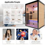 RIGO 2 Person Infrared Sauna for Home - Canadian Hemlock Luxury Spa with Exclusive Star Sky Roof & Oxygen Bar, 7 Low EMF Graphene Heaters, Bluetooth RIGO