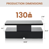 MXV Modern Coffee Table, 40 Inches Coffee Tables with 16 Colors LED Lights, 2 Tier Rectangular Center Table, Large Storage Space, High Glossy Wooden Tea Table for Living Room, Bedroom, Office, Black MXV