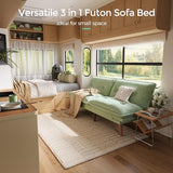 LINSY HOME Futon Sofa Bed, 70" Chenille Futon Couch with Adjustable Backrest Armrest, 3 in 1 Convertible Comfy Loveseat Sleeper Sofa Bed for Small Spaces Dorm Room Apartment Home Office, Light Green LINSY HOME