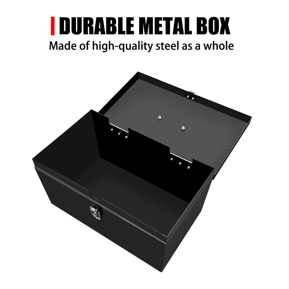 Peastorm Small Steel Metal Tool Box, Lockable Storage Box for Storing Valuable Items, Office Documents, Garage Tools (12" Black) peastorm
