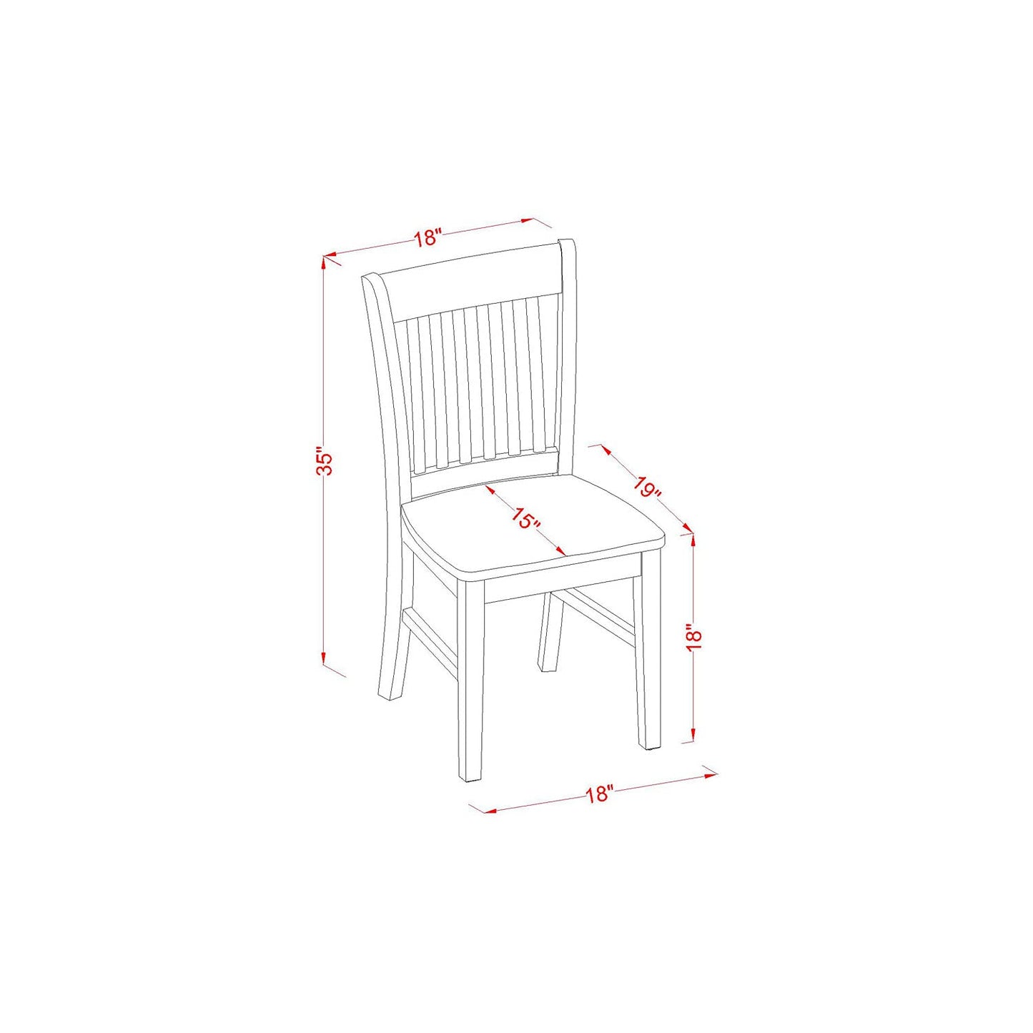 East West Furniture NINO7-BCH-W 7Pc Dinette Set Includes a Rectangle 54/66 Inch Family Table with Butterfly Leaf and 6 Wood Seat Dining Chairs, Black and Cherry Finish - WoodArtSupply