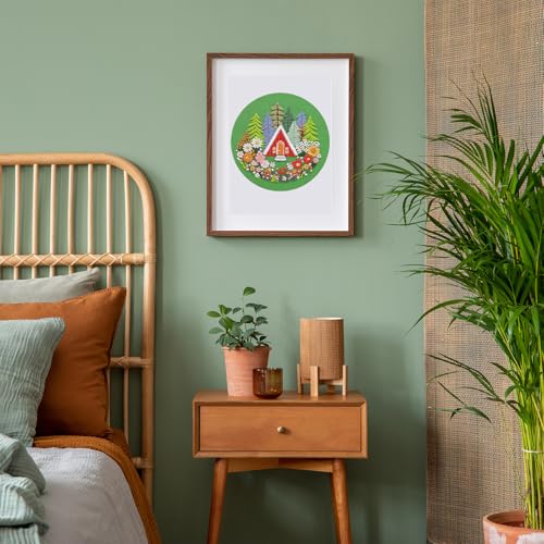 Louise Maelys Embroidery Kits for Beginners,Cross Stitch Kit for Adults,DIY Needlepoint with Forest Garden House Pattern,Including Hoop,Threads and Instructions