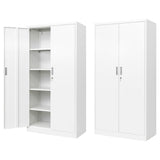 BESFUR Metal Storage Cabinet, 72" - White Garage Metal Cabinet, Adjustable Shelves and Locking Doors for Office, School, Garage BESFUR