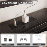 VINGLI Queen Platform Bed Frame with 4 Storage Drawers and Adjustable Headboard Shelf, Metal Bed with Charging Station and LED Lights, No Box Spring Needed, Noise Free, Easy Assembly, Black VINGLI