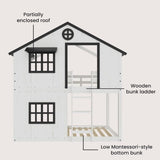 Child Craft Modern Farmhouse Twin Over Twin Bunk Bed for Kids, Low Wooden Montessori Bunk Bed, Easy to Access Ladder to Top Bunk, Non-Toxic, Baby Safe Finish Child Craft
