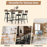 Zevemomo Dining Table Set for 4, 5-Piece Bar Table Set, Kitchen Table and Chairs, Counter Height High Top Table with 4 PU Upholstered Stools, Space-Saving Pub Table Sets for Small Space, Brown Zevemomo
