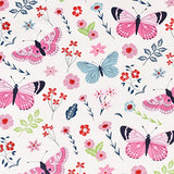 Scientific Sleep Butterfly Pink Flower 100% Cotton Cozy Fun Twin Bed Sheet Set, Flat Sheet & Fitted Sheet & Pillowcase Kids Boys Girls Bedding Set Scientific Sleep