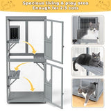 COZIWOW Catio Outdoor Cat Enclosure Window Access, Outdoor Cat House with Wheels, Cage for Cats Indoor COZIWOW