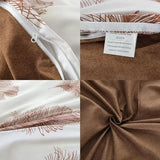 OAITE Duvet Cover Twin Size,Reversible Leaf Brown Duvet Cover Set with Zipper Closure, 3 Pieces Modern Patterns Soft Microfiber Bedding Set with 8 Ties(68’’*90’’,2 Pillow Cases) OAITE