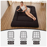 Zelladorra Japanese Floor Mattress, Futon Mattress with Portable Storage Bag and Washable Cover, Roll Up Thick Tatami Mat Suitable for Camping, Guest Room, Black, Twin Zelladorra