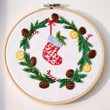 Looples Embroidery Kit for Beginners and Adults with Video Tutorials – DIY Starter Kit with 3 Stamped Floral Patterns, Hoops, Threads, Needles, and Instructions (Gnomes, Ornaments & Holiday Wreath)
