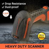 Tera Pro (Extreme Performance) Industrial Wireless Barcode Scanner 2D QR 1D Bar Code Reader 2.4G Wireless 2500mAh Compatible with Bluetooth Drop Resistant for Windows Mac Android iOS Model 8100 Orange Tera