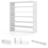 COSTWAY 6-Tier Shoe Rack, Extra Wide Shoe Shelf Organizer with Stackable Design, 31" Freestanding Storage Shoe Stand for Small Space Entryway Hallway Closet (White) COSTWAY