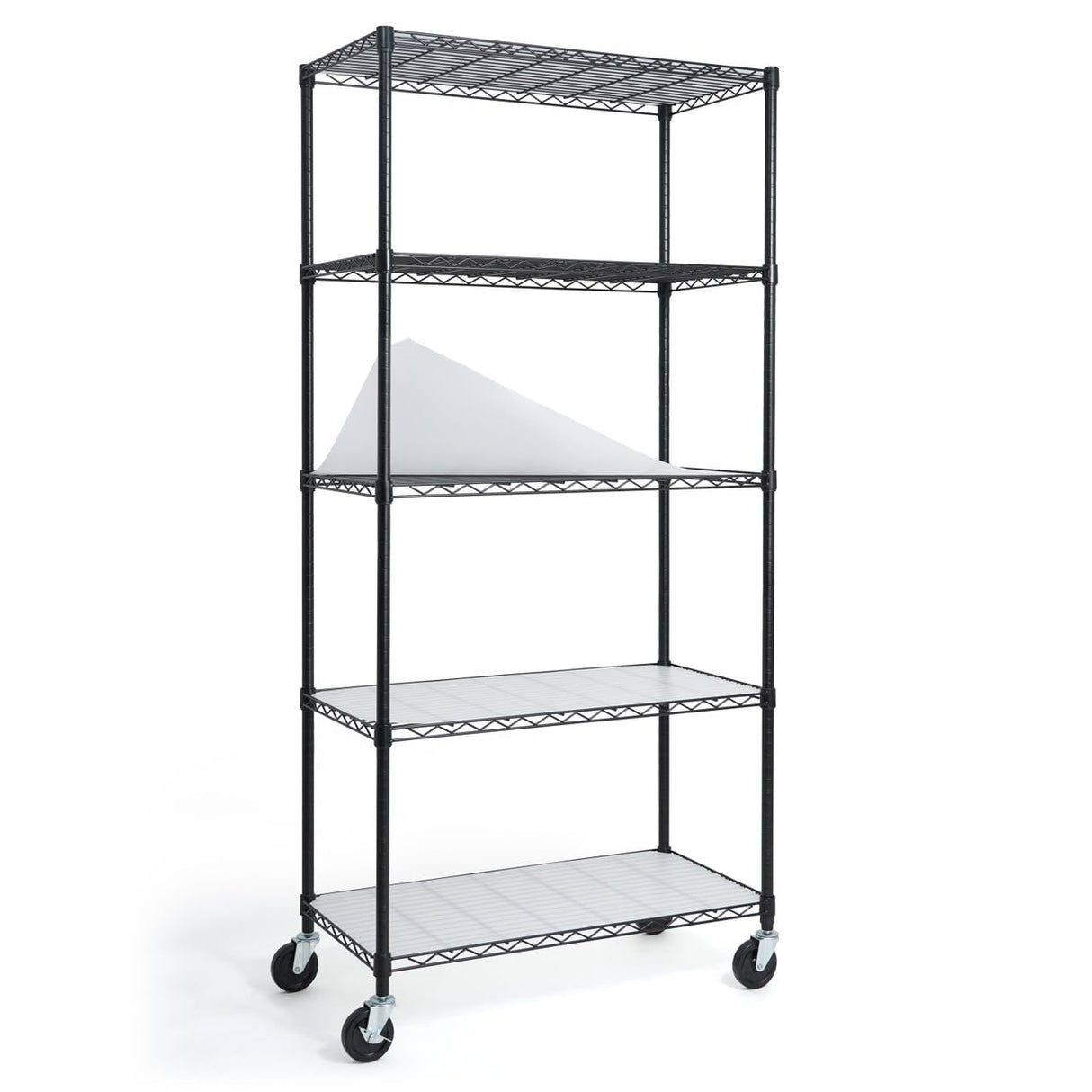 CAPHAUS NSF Commercial Grade Heavy Duty Wire Shelving w/Wheels, Leveling Feet & Liners, Storage Metal Shelf, Garage Shelving, Utility Wire Rack Storage Shelves, w/Liner, 36 x 18 x 76 5-Tier CAPHAUS