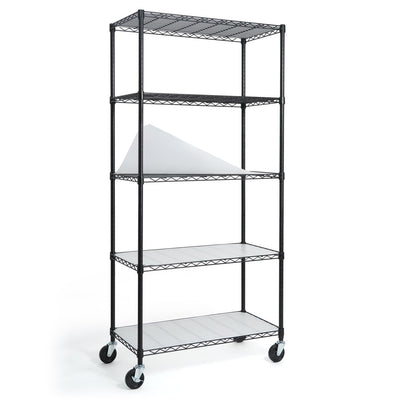 CAPHAUS NSF Commercial Grade Heavy Duty Wire Shelving w/Wheels, Leveling Feet & Liners, Storage Metal Shelf, Garage Shelving, Utility Wire Rack Storage Shelves, w/Liner, 36 x 18 x 76 5-Tier