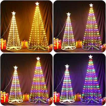 30+ Modes Smart Prelit Christmas Cone Tree with Lights - 6ft 296 LED App Control Color Changing Light Show Trees with Remote Timer Music Sync for Indoor Outdoor Yard (Green Body)