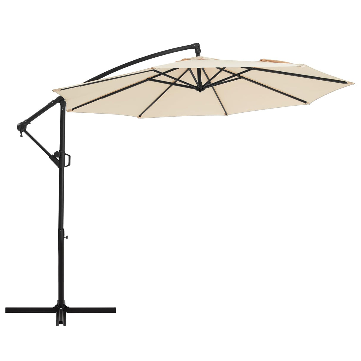 wikiwiki 10ft Patio Umbrellas Offset Outdoor Cantilever Hanging Umbrella w/Infinite Tilt, Fade Resistant Waterproof Recycled Fabric Canopy for Yard, Garden & Deck, Beige wikiwiki