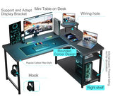 GTRACING L Shaped Gaming Desk, Carbon Fiber Style Computer Desk Compatible with Monitor Arm Storage Shelves Corner Desk Gaming Table for Home Office Desks Easy to Assemble Adjustable Shelf Height GTRACING