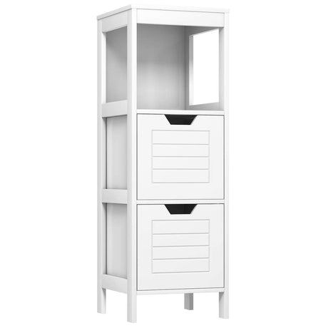 Tangkula Bathroom Floor Cabinet, Narrow Wooden Storage Cabinet w/2 Switchable Drawers, Multifunctional Side Cabinet for Bathroom, Freestanding Small Cabinet for Small Spaces, 12 x 12 35 Inch (White) Tangkula