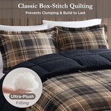 Woolrich Reversible Comforter Set Ultra Soft Plush to Sherpa, Down Alternative, Cold Weather Winter Warm Bedding, with Matching Sham, Decorative Pillow Brown/Black Full/Queen 4 Piece Woolrich John Rich & Bros.