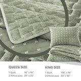 Grassix Velvet Quilt Set King Size, 3 Pieces Lightweight Velvet Comforter with Pillow Shams, Geometric Quilted Bedspread Coverlet Bedding Set for All Seasons, Sage Green, 108"x96" Grassix