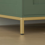 Homhedy Cat Litter Box Enclosure, Cat Washroom Furniture with Metal Frame, Pet House, Fit Most of Litter Box, Modern Style, Green and Gold Homhedy