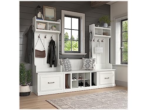 kathy ireland Home by Bush WDL012WAS 69-Inch Entryway Storage Set with 6 Shelves, White Ash - WoodArtSupply