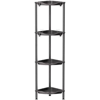 Lifewit 4 Tier Floor Standing Shower Caddy Corner, Plastic Bathroom Organizer Shelf Rack for Storage Shampoo, Body Wash Care, Skincare, Black