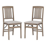 Linon Triena Mission 19" Transitional Wood Back Folding Chairs with Padded Seat, Fully Assembled in Graywash (Set of 2) Linon