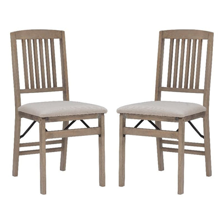 Linon Triena Mission 19" Transitional Wood Back Folding Chairs with Padded Seat, Fully Assembled in Graywash (Set of 2) Linon
