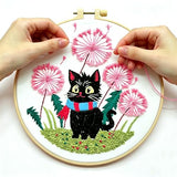 CHIYOSING Embroidery Kit for Beginners Adults, 4 Cat Pattern to Learn Over 30 Different Stitches,Includes Step-By-Step Instructions,Sharp Scissors and 2 Exquisite Hairpins and Multiple Accessories.