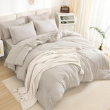 Litanika King Size Comforter Set Linen - 7 Pieces Bed in a Bag King Bedding Comforter Sets, Solid Lightweight Bed Set with Comforter, Sheets, Pillowcases & Shams Litanika