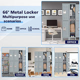 Letaya Storage Locker with Lock Door,Metal Storage Cabinet 4 Tier with Hook for Employees, School,Gym, Home,Office(2 Door-Gray) Letaya