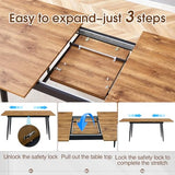 Rejeke 59"-75" Extendable Dining Table Set for 8,Wood Dining Room Table Set for 8,Mid Century Rectangular Kitchen Table with 8 Upholstered Chairs (Easy Assembly,Space-Saving) Rejeke