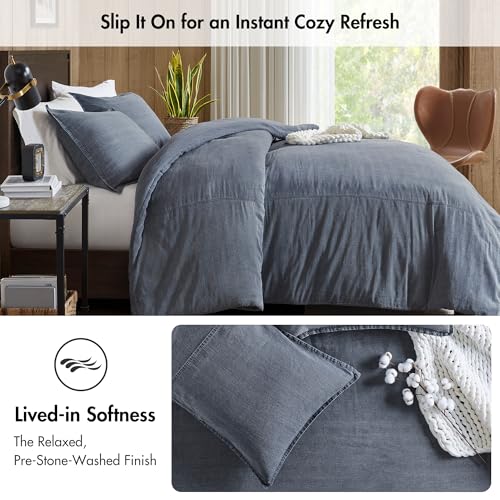 Woolrich King Duvet Cover Set Cotton Stone Washed, Oversized Duvet Cover for King Size Bed, All Season Soft King Size Bedding Cover, McKenzie, King/Cal King Blue 3 Piece Woolrich John Rich & Bros.