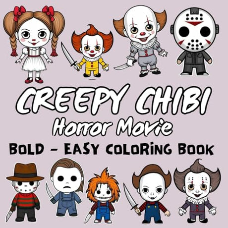 Creepy Chibi Horror Movie Characters Coloring Book: Creepy Kawaii Coloring Book with Cute Chibi Horror Movie Characters for Adults and Kids – Bold and ... and Horror Movie Lovers with a Spooky Vibe . WoodArtSupply